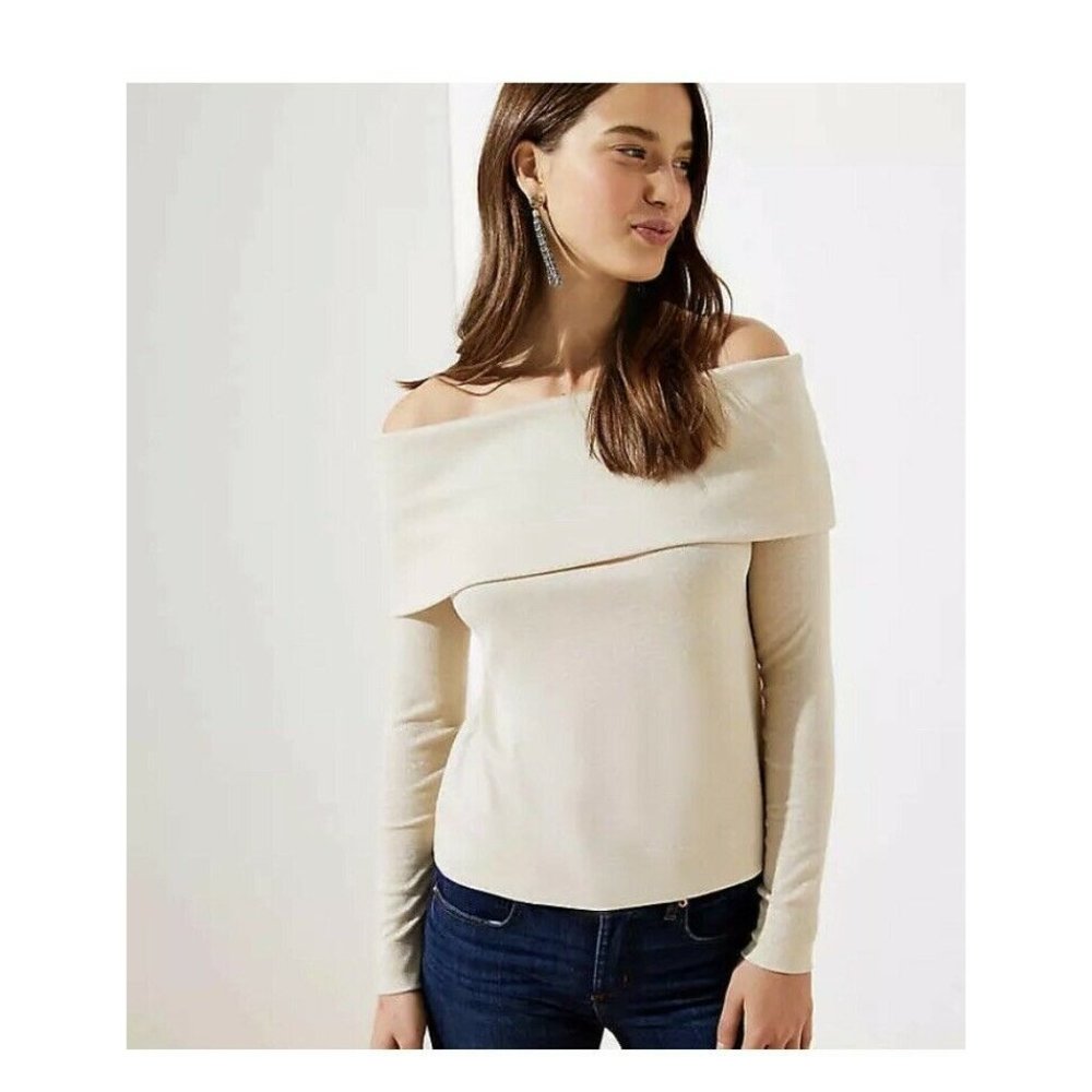 Loft Women's Shimmer Ribbed Off The Shoulder Top S